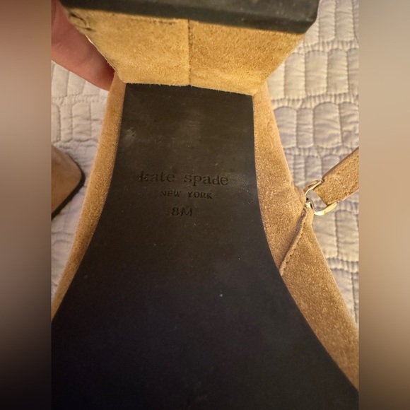 Kate Spade Alihandra Camel Suede boots Size 8M EUC Upper Leather - Picture 13 of 13